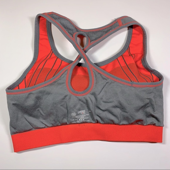 Danskin Now Large orange & grey high impact sports bra with keyhole back - Picture 6 of 11